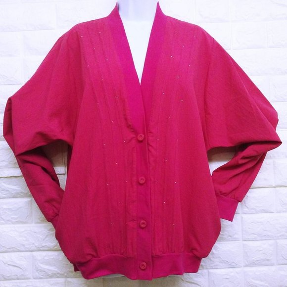 Vintage 80s G.W. Graff USA Cardigan Jacket Sz-L - Picture 2 of 10